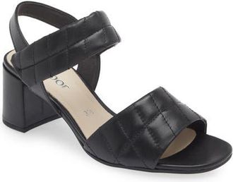 Gabor Quilted block Heel Sandal in Black at Nordstrom, Size 6.5Us