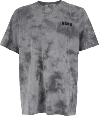 Msgm Grey Tie-Dye T-Shirt
