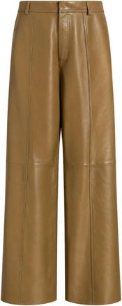 Alberta Ferretti Wijde broek - Dames - Wijde Broeken - Groen - S - Leer - Broeken