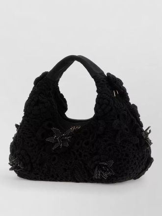 Ganni crochet shoulder bag floral detail top handle