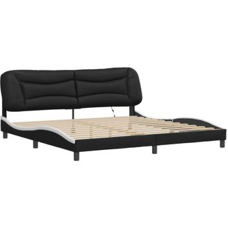 vidaXL Estructura De Cama Con Led Sin Colch&oacute;n Hvar Negro Blanco 200x200 Cm Vidaxl
