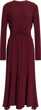 Alberta Ferretti Rich Burgundy Dress with Fitted Bodice and Flared Midi Skirt