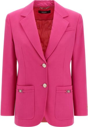Versace Fuchsia Solid Notched Lapel Blazer