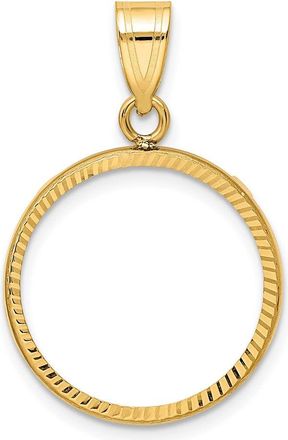 Diamond2Deal 14k Yellow Gold and Diamond-cut 18.0mm Prong Coin Bezel Pendant