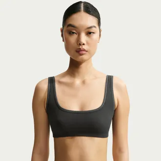 Nike Womens SKIMS Ribbed Seamless Micro-Scoop Bra in Black | IR5061-054