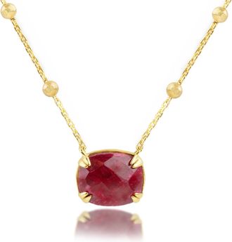 MAX + STONE 18k Gold Over Sterling Silver 6 Ct.10x12MM Cushion Cut Gemstone Necklace