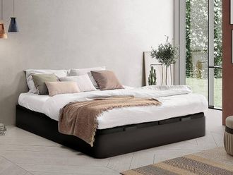 Vente-Unique Ottoman Bedframe - 180 X 200 Cm - Matt Black - HESTIA By YSM&Eacute;E | Size: Double