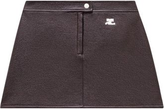 Courrèges logo-patch vinyl skirt - women - Cotton/Polyurethane/Cupro/Elastane - 40 - Red