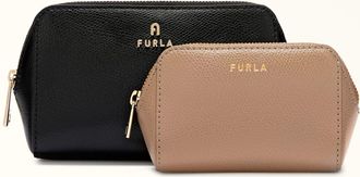Furla Camelia Beauty Case M Nero Nero Pelle Stampata Donna