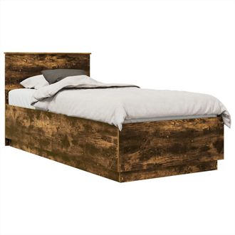 vidaXL Estructura De Cama Con Cabecera Roble Ahumado 90 X 190 Cm Vidaxl