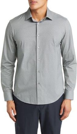 Bugatchi James OoohCotton Honeycomb Print Button-Up Shirt in Sage at Nordstrom Rack, Size Small