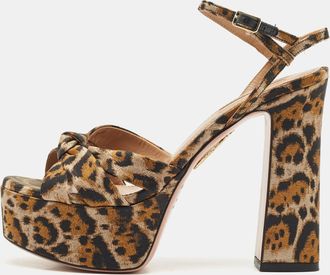 Aquazzura Multicolor Jacquard Baba Plateau Ankle Strap Sandals