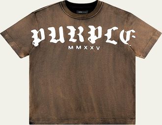 Purple Mens Textured Jersey Logo T-Shirt