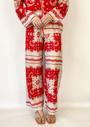 Astrid Taylor Wide Leg Pants In Red Scarf