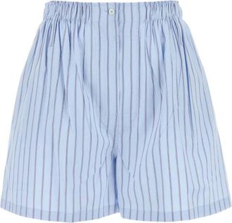 Prada Blue Embroidered Poplin Shorts