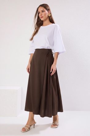 Trendyol Modest Dames Bruin Effen Maxi A-lijn A-lijn Modest Rokken