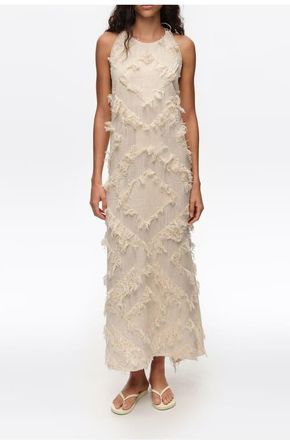 Bimba & Lola Halter Neck Dress With Fringing in Ivory at Nordstrom, Size Medium