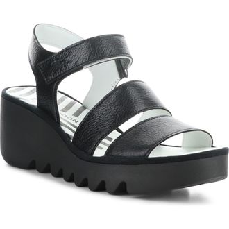 FLY London Bexy Platform Wedge Sandal in 006 Black Mousse at Nordstrom Rack, Size 10-10.5Us / 41Eu