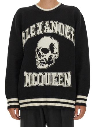 Alexander McQueen Varsity Cotton Sweater - Black