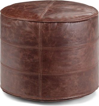 Simpli Home Connor Boho Round Pouf