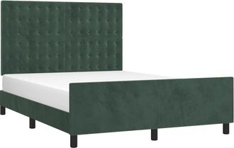 vidaXL Vidaxl - Estructura Cama Sin Colch&oacute;n Terciopelo Verde Oscuro 140x190 Cm