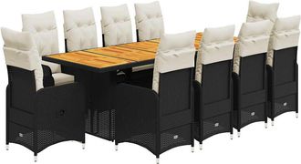 vidaXL Vidaxl - Set Da Bistr&ograve; Da Giardino 11 Pz Con Cuscini Nero In Polyrattan