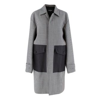 Dsquared2 Dsquared2 Black & White Houndstooth Balmacaan Coat Size S