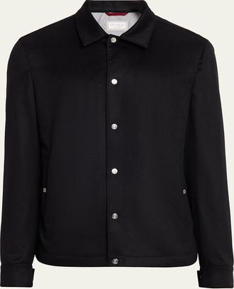 Brunello Cucinelli Mens Cashmere Snap-Front Blouson Jacket
