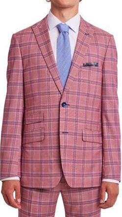 Paisley & Gray Ashton Slim Fit Plaid Sport Coat in Pink Blue White Check at Nordstrom Rack, Size 48