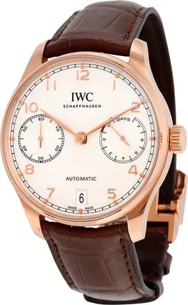 IWC Portugieser Automatic White Dial 18kt Rose Gold Mens Watch IW500701
