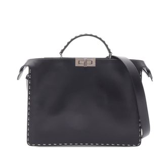 Fendi Pre-owned Fendi Studded Leather Peekaboo ISeeU Briefcase Unisex MK9K41CA393ASNVT
