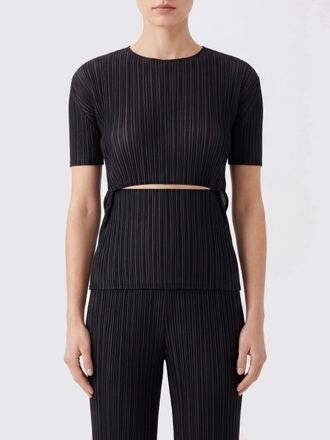 Issey Miyake Pleated Cr&ecirc;pe Top with Short Sleeves and Cut-Outs