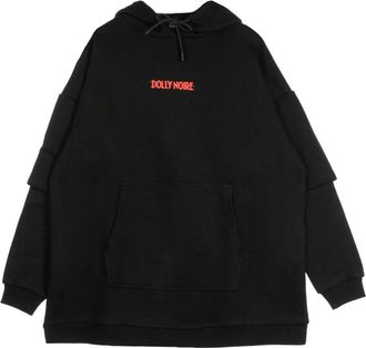 Dolly Noire Zwarte Glitch Dames Hoodie - Dames - Hoodies - Zwart - S - Hoodies & sweatvesten
