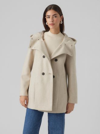 Vero Moda Langjacke VERO MODA VMFORTUNESHILA JACKET GA NOOS, Damen, Gr. XXL, oatmeal detail:melange, Web, Obermaterial: 100% Polyester, meliert, knielang, Jacke