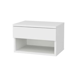 Dmora Mesa De Noche Pleiades, C&oacute;moda Baja, Mesilla De Noche, Estante De La Cama, 45x29h32 Cm, Blanco, Con Embalaje Reforzado - Dmora