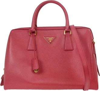 Prada Convertible Bowler Bag Saffiano Leather Pink Leather Handbag (Pre-Owned)