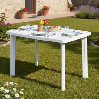 Dmora Dmora Table Rectangulaire Modulable, Made In Italy, 101 X 68 X 72 Cm, Coloris Blanc