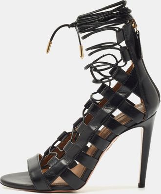 Aquazzura Black Leather Amazon Gladiator Sandals
