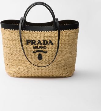 Prada Medium crochet and leather tote bag