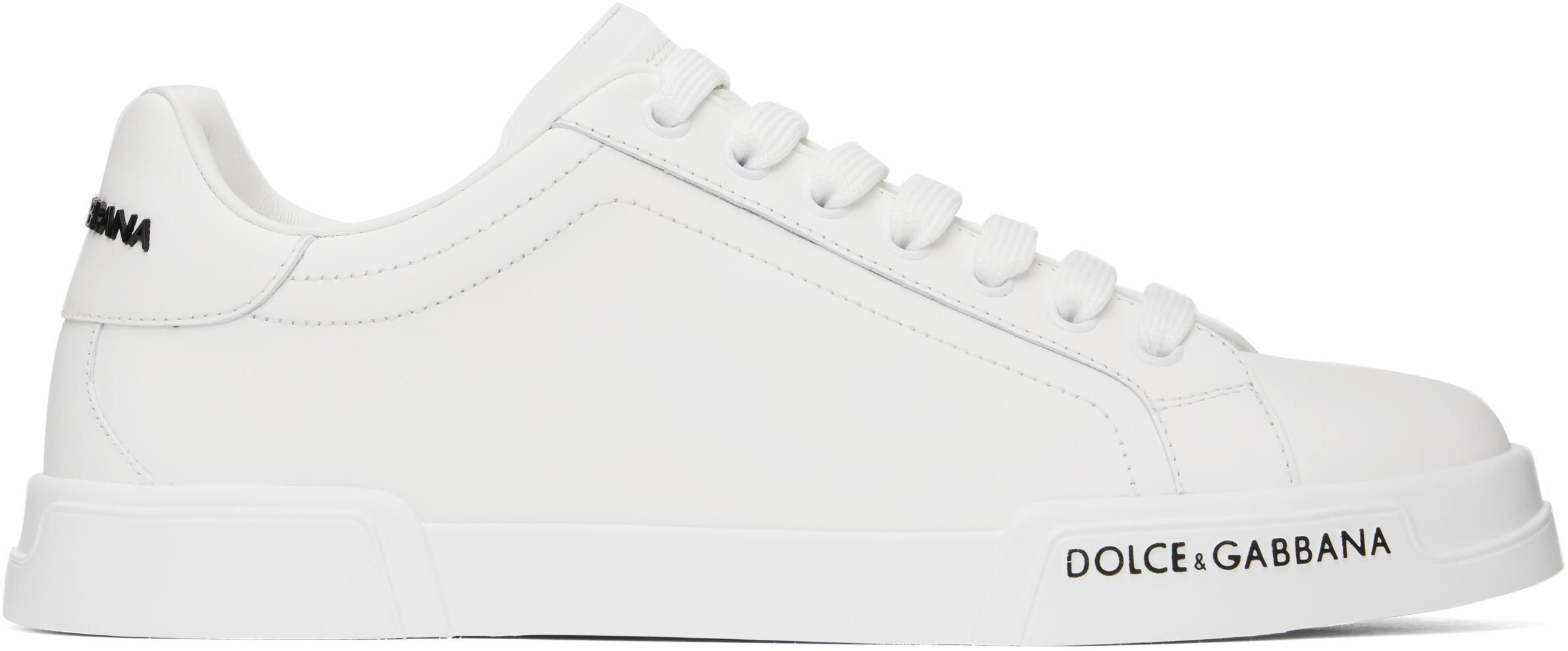 スニーカー Dolce & Gabbana White Nappa Leather Portofino Sneakers Calfskin Portofino Sneakers - Women's Shoes | Dolce&Gabbana