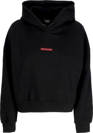 PROPAGANDA Zwarte Croptop Hoodie met Ribbels - Dames - Hoodies - Zwart - L - Katoen - Hoodies & sweatvesten