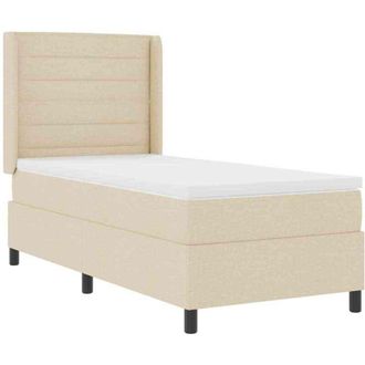 vidaXL Cama Tipo Box Spring Con Colch&oacute;n Crema 100 X 200 Cm Tela Vidaxl