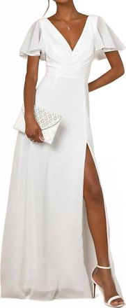 Lulus Beautiful Perfection Flutter Sleeve Embroidered Maxi Dress In White