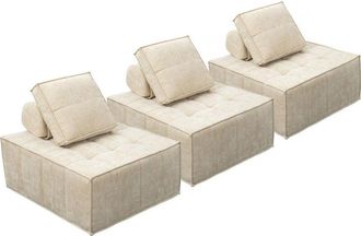 Habitat et Jardin Conjunto De 3 Sillones Modulares Tipo Sof&aacute; En Tela Texturizada velluto - Beige