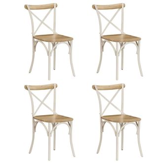 vidaXL Vidaxl - Sillas Con Respaldo Cruzado 4 Uds Madera Maciza De Mango Blanco