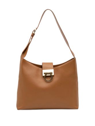 Ferragamo 2000-2020 Leather Gancini Trifolio shoulder bag - Bruin