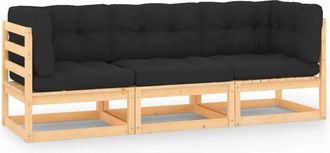 vidaXL Juego De Muebles De Jard&iacute;n 3 Pzas Y Cojines Madera Pino Maciza Vidaxl