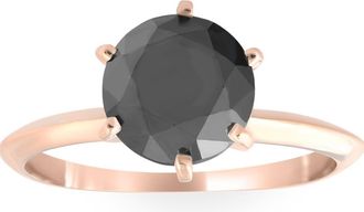 Pompeii3 2 Ct Black Diamond Solitaire Engagement Ring 14k Rose Gold