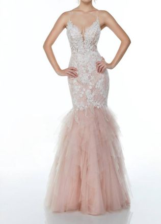 Alyce Paris Mermaid Dress In Ivory And Mademoiselle