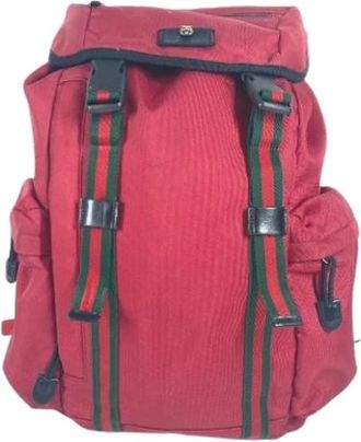 Gucci Pre-owned Vintage Rugzak - unisex - Vintage Rugzakken - Rood - ONE Size - Nylon - Vintage